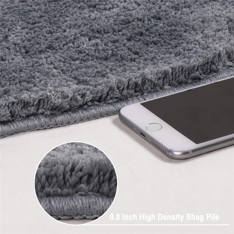 Seavish Luxury Grey Shag Curved Bath Rug, 18 x 30 inch Non Slip Microfiber Soft Absorbent Fanned Shower Mats Washable Bathroom Rug Corner Bath Tub Floor Carpet for Quadrant Shower Stall - Image 4
